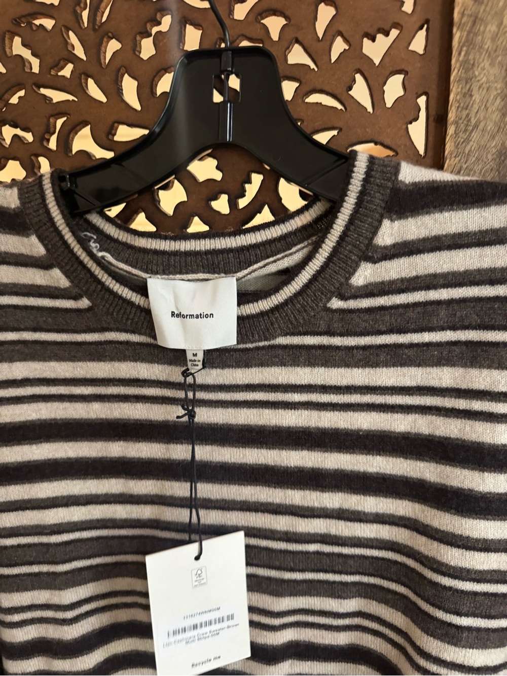 Reformation Lian Cashmere Crew Sweater Brown NEW NWT - Picture 4 of 5
